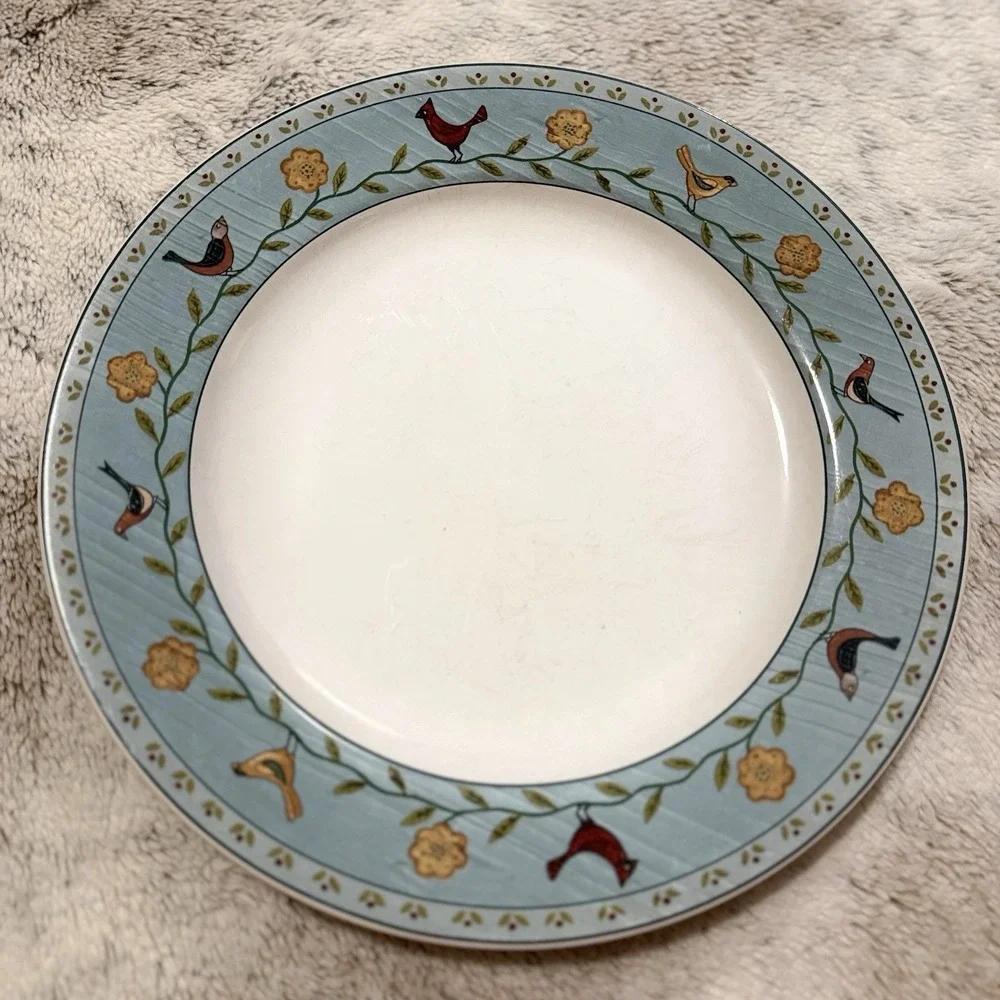 Vintage '2000 Warren Kimble BIRD HOUSE 10.5in Stoneware Dinner Plate
